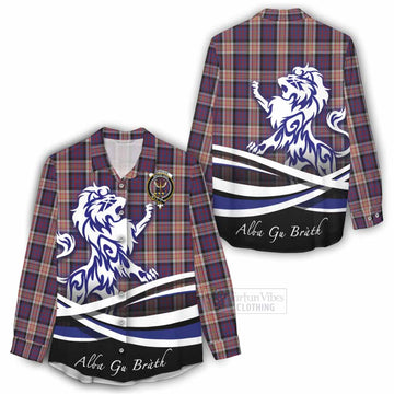 Carnegie Tartan Women's Casual Shirt with Alba Gu Brath Regal Lion Emblem - Tartan Vibes Clothing