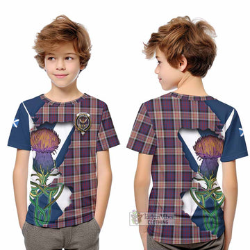 Tartan Vibes Clothing Carnegie Tartan Family Crest Kid T-Shirt Scottish Thistle Celtic Inspired