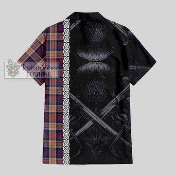 Carnegie Tartan Hawaiian Shirt with Family Crest Cross Sword Thistle Celtic Vibes - Tartan Vibes Clothing