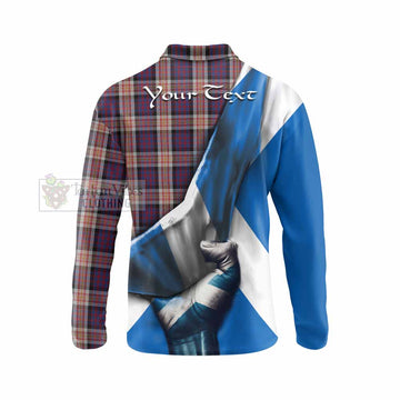 Carnegie Tartan Long Sleeve Polo Shirt with Family Crest Scotland Patriotic Style - Tartan Vibes Clothing