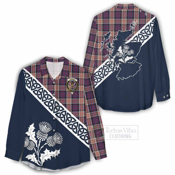 Carnegie Tartan Women's Casual Shirt Featuring Thistle and Scotland Map - Tartan Vibes Clothing