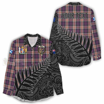 Carnegie Crest Tartan Women's Casual Shirt with New Zealand Silver Fern Half Style - Tartan Vibes Clothing