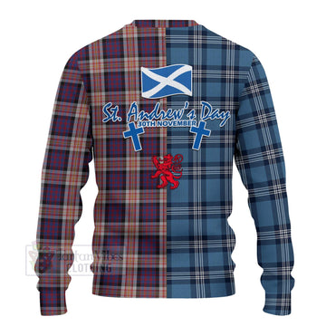 Carnegie Tartan Knitted Sweater Happy St. Andrew's Day Half Tartan Style - Tartan Vibes Clothing