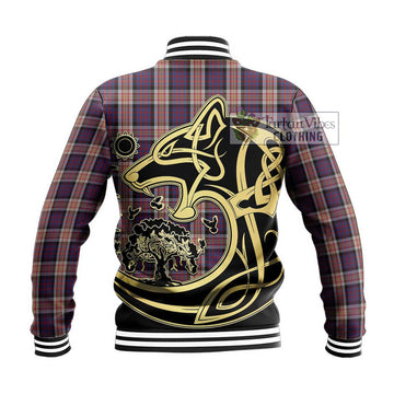 Carnegie Tartan Baseball Jacket with Family Crest Celtic Wolf Style - Tartan Vibes Clothing