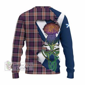 Tartan Vibes Clothing Carnegie Tartan Family Crest Knitted Sweater Scottish Thistle Celtic Inspired
