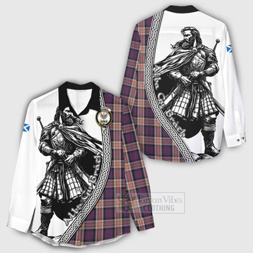 Carnegie Tartan Clan Crest Women's Casual Shirt with Highlander Warrior Celtic Style - Tartan Vibes Clothing