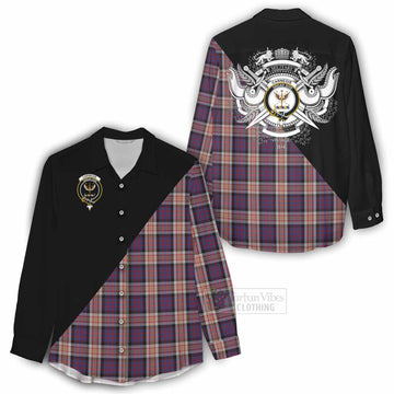 Carnegie Tartan Women's Casual Shirt with Family Crest and Military Logo Style - Tartan Vibes Clothing