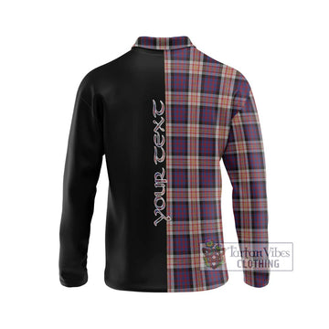Carnegie Tartan Long Sleeve Polo Shirt with Family Crest and Half Of Me Style - Tartan Vibes Clothing