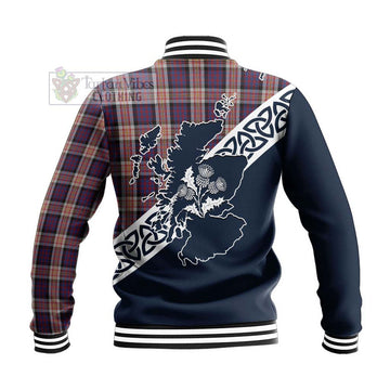 Carnegie Tartan Baseball Jacket Featuring Thistle and Scotland Map - Tartan Vibes Clothing