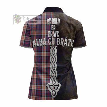 Carnegie Tartan Family Crest Women's Polo Shirt Alba Gu Brath Be Brave Lion Ancient Style - Tartan Vibes Clothing