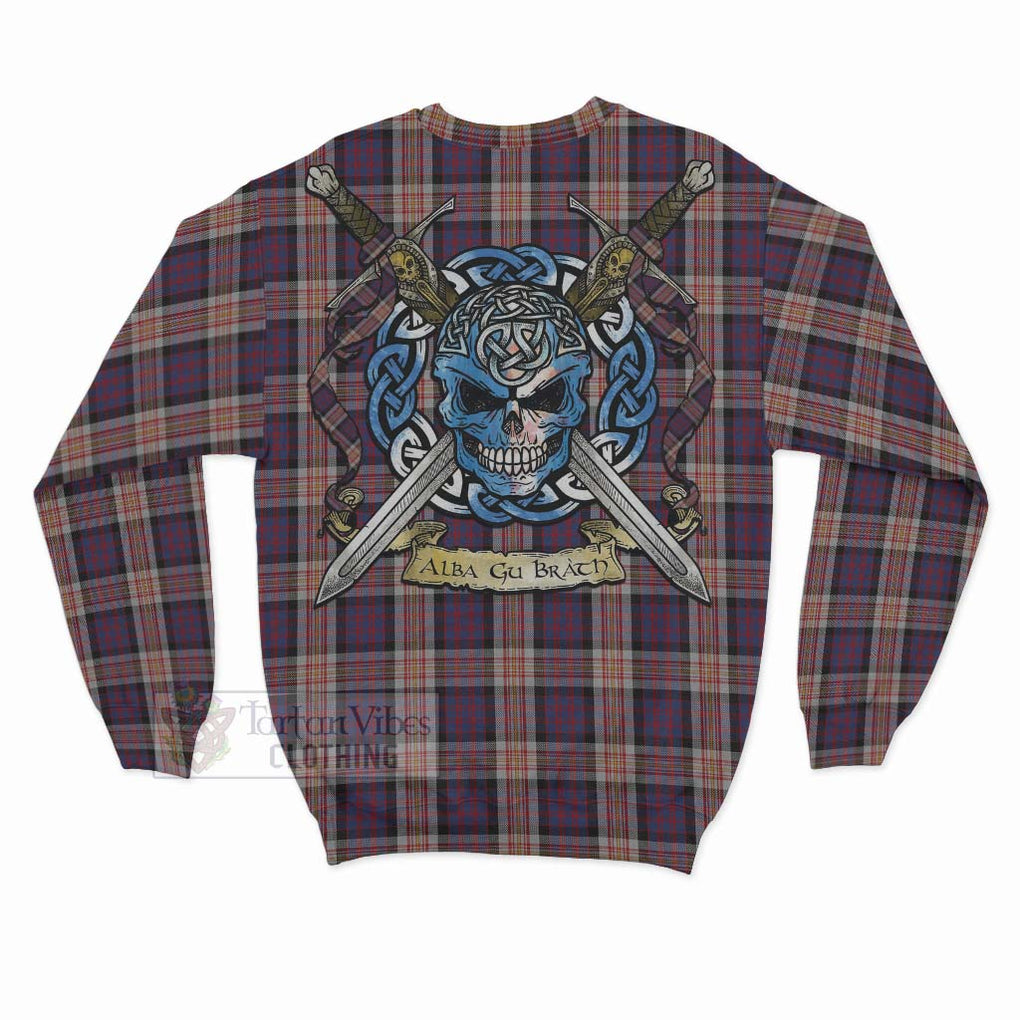 Carnegie Tartan Sweatshirt with Family Crest Celtic Skull Style - Tartan Vibes Clothing