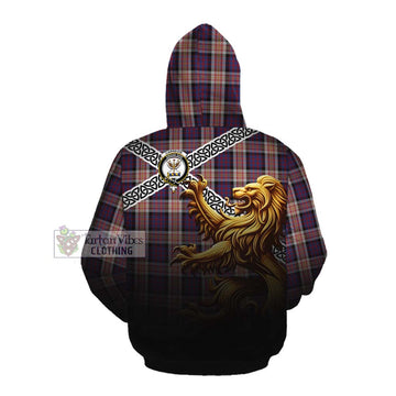 Carnegie Crest Tartan Cotton Hoodie with Golden Lion Emblem Celtic Style Pullover Hoodie - Tartan Vibes Clothing