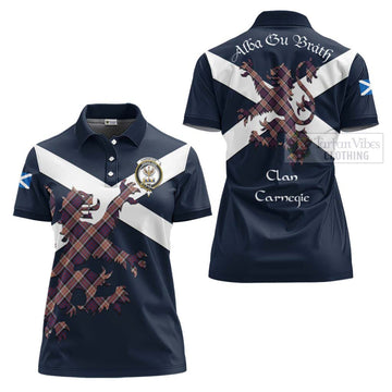 Carnegie Tartan Lion Rampant Women's Polo Shirt Proudly Display Your Heritage with Alba Gu Brath and Clan Name - Tartan Vibes Clothing
