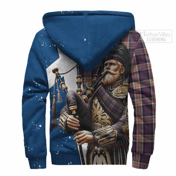 Carnegie Tartan Sherpa Hoodie with Family Crest Scottish Bagpiper Vibes - Tartan Vibes Clothing