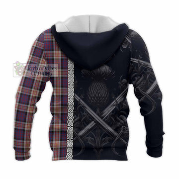 Carnegie Tartan Knitted Hoodie with Family Crest Cross Sword Thistle Celtic Vibes - Tartan Vibes Clothing