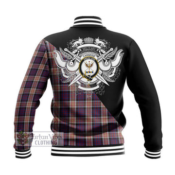 Carnegie Tartan Baseball Jacket with Family Crest and Military Logo Style - Tartan Vibes Clothing