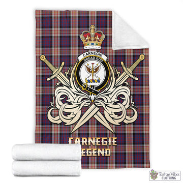 Carnegie Tartan Blanket with Clan Crest and the Golden Sword of Courageous Legacy