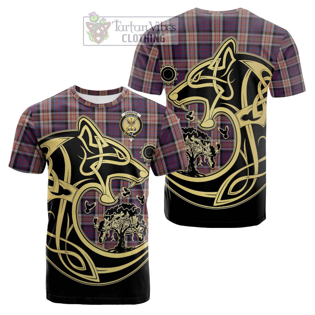 Carnegie Tartan Cotton T-shirt with Family Crest Celtic Wolf Style Kid's Shirt - Tartan Vibes Clothing