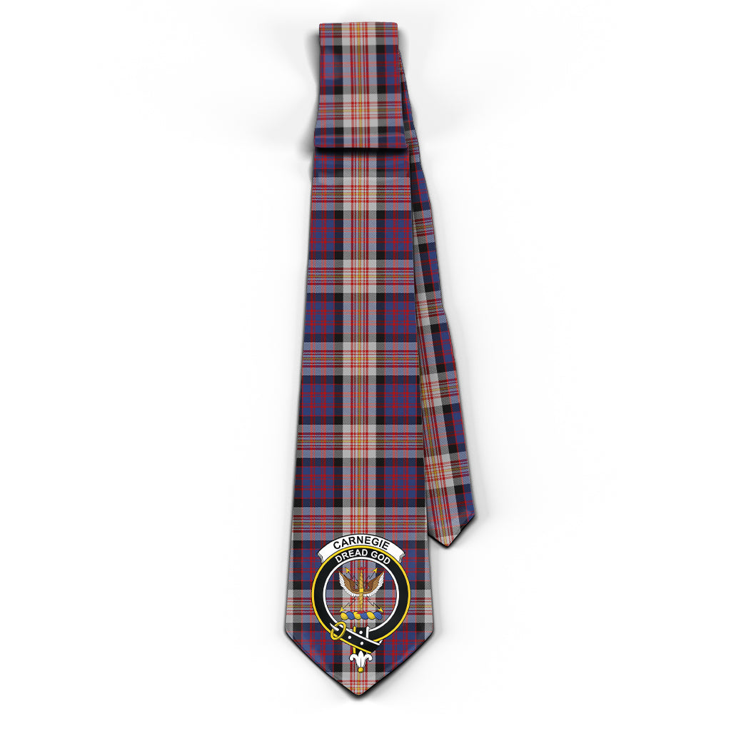 Carnegie Tartan Classic Necktie with Family Crest - Tartan Vibes Clothing