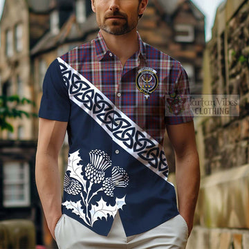Carnegie Tartan Hawaiian Shirt Featuring Thistle and Scotland Map - Tartan Vibes Clothing