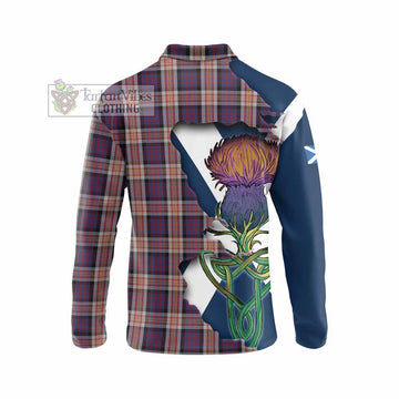 Tartan Vibes Clothing Carnegie Tartan Family Crest Long Sleeve Polo Shirt Scottish Thistle Celtic Inspired