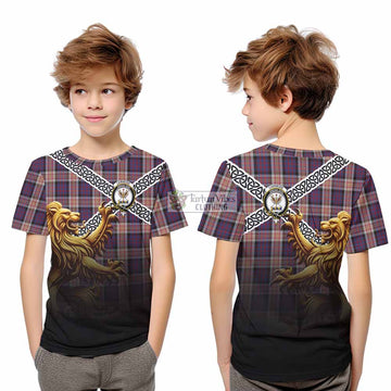 Carnegie Crest Tartan Kid T-Shirt with Golden Lion Emblem Celtic Style - Tartan Vibes Clothing