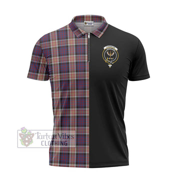 Carnegie Tartan Zipper Polo Shirt with Family Crest and Half Of Me Style - Tartan Vibes Clothing