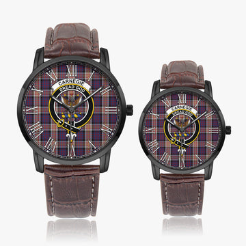 Carnegie Tartan Family Crest Leather Strap Quartz Watch