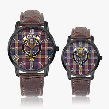 Carnegie Tartan Family Crest Leather Strap Quartz Watch - Tartan Vibes Clothing
