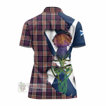 Tartan Vibes Clothing Carnegie Tartan Family Crest Women's Polo Shirt Scottish Thistle Celtic Inspired