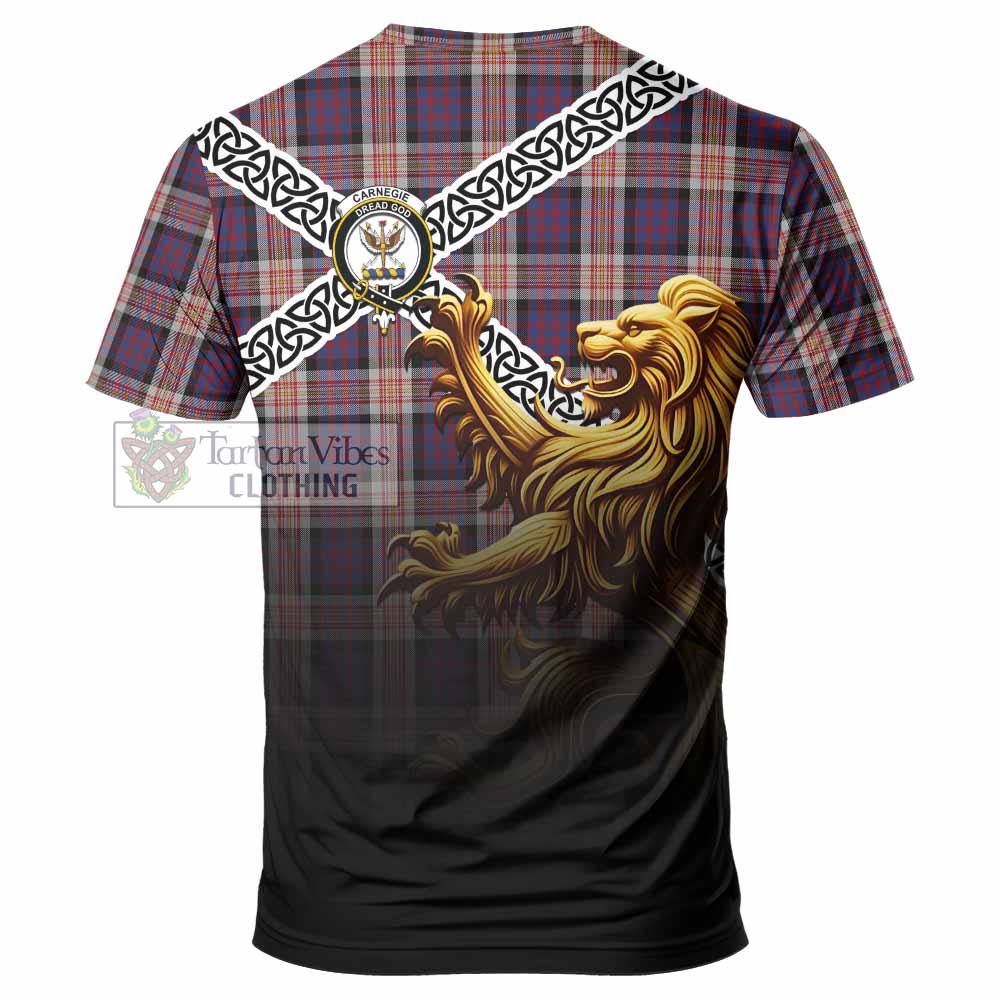 Carnegie Crest Tartan T-Shirt with Golden Lion Emblem Celtic Style - Tartan Vibes Clothing