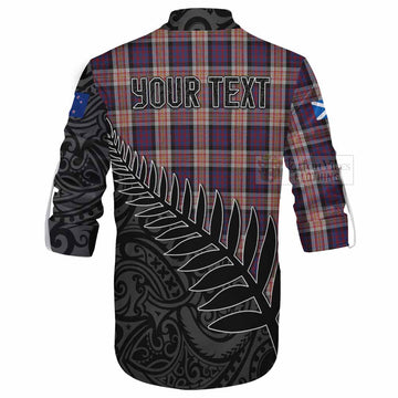 Carnegie Crest Tartan Ghillie Kilt Shirt with New Zealand Silver Fern Half Style - Tartan Vibes Clothing