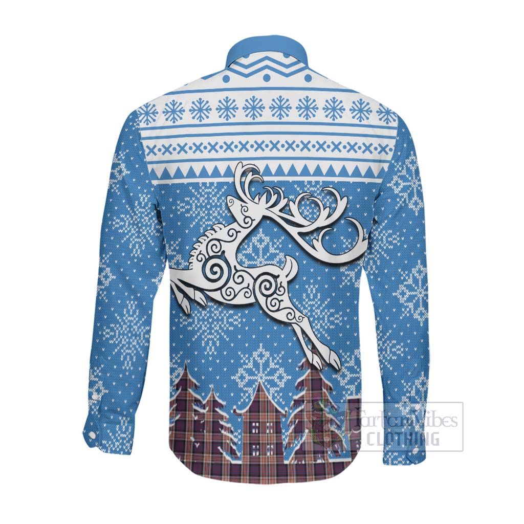 Carnegie Clan Christmas Long Sleeve Button Shirt Celtic Reindeer Style Men's Shirt - Tartan Vibes Clothing