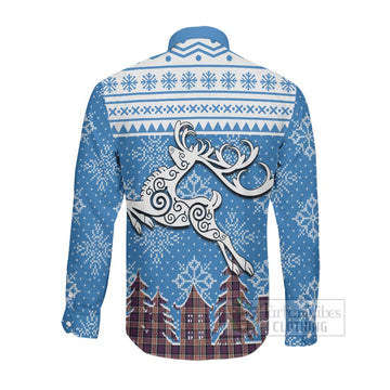 Carnegie Clan Christmas Long Sleeve Button Shirt Celtic Reindeer Style Men's Shirt - Tartan Vibes Clothing