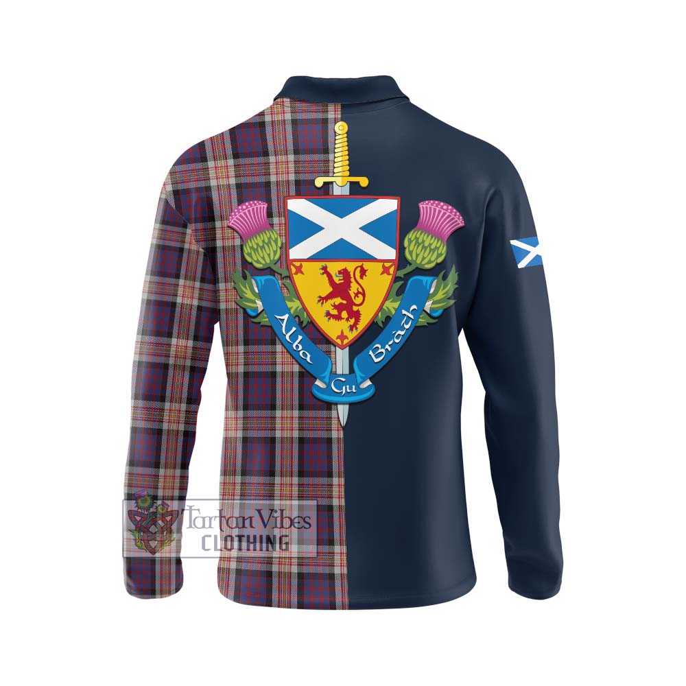 Carnegie Tartan Long Sleeve Polo Shirt Alba with Scottish Lion Royal Arm Half Style - Tartan Vibes Clothing
