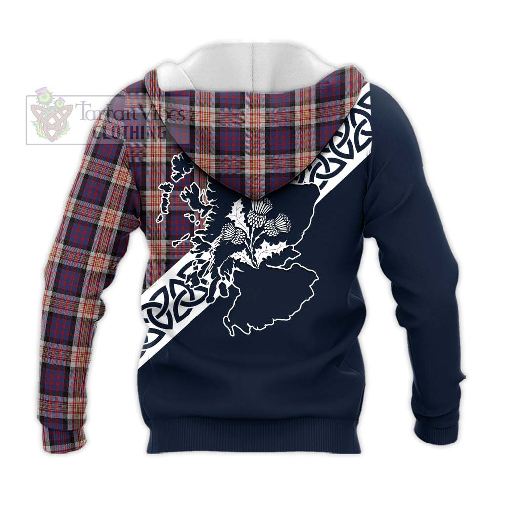 Carnegie Tartan Knitted Hoodie Featuring Thistle and Scotland Map - Tartan Vibes Clothing