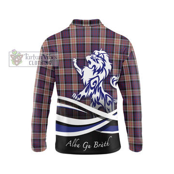 Carnegie Tartan Long Sleeve Polo Shirt with Alba Gu Brath Regal Lion Emblem - Tartan Vibes Clothing