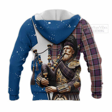 Carnegie Tartan Knitted Hoodie with Family Crest Scottish Bagpiper Vibes - Tartan Vibes Clothing