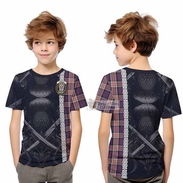 Carnegie Tartan Kid T-Shirt with Family Crest Cross Sword Thistle Celtic Vibes - Tartan Vibes Clothing