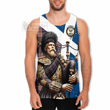 Carnegie Tartan Men's Tank Top with Family Crest Scottish Bagpiper Vibes - Tartan Vibes Clothing
