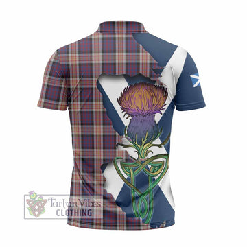 Tartan Vibes Clothing Carnegie Tartan Family Crest Zipper Polo Shirt Scottish Thistle Celtic Inspired
