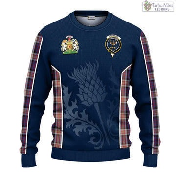 Carnegie Tartan Knitted Sweatshirt with Family Crest and Scottish Thistle Vibes Sport Style - Tartan Vibes Clothing