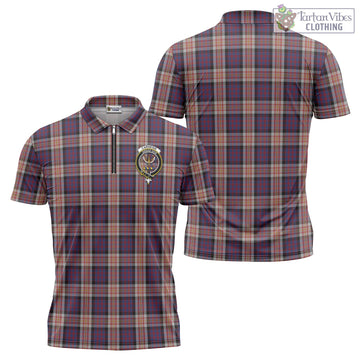 Carnegie Tartan Zipper Polo Shirt with Family Crest