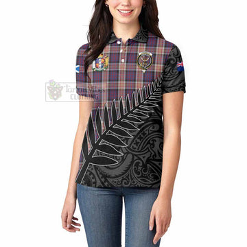 Carnegie Crest Tartan Women's Polo Shirt with New Zealand Silver Fern Half Style - Tartan Vibes Clothing