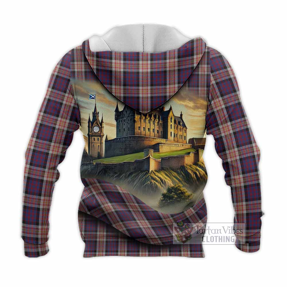 Carnegie Tartan Family Crest Knitted Hoodie with Scottish Ancient Castle Style - Tartan Vibes Clothing