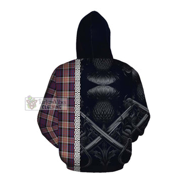 Carnegie Tartan Cotton Hoodie with Family Crest Cross Sword Thistle Celtic Vibes Pullover Hoodie - Tartan Vibes Clothing