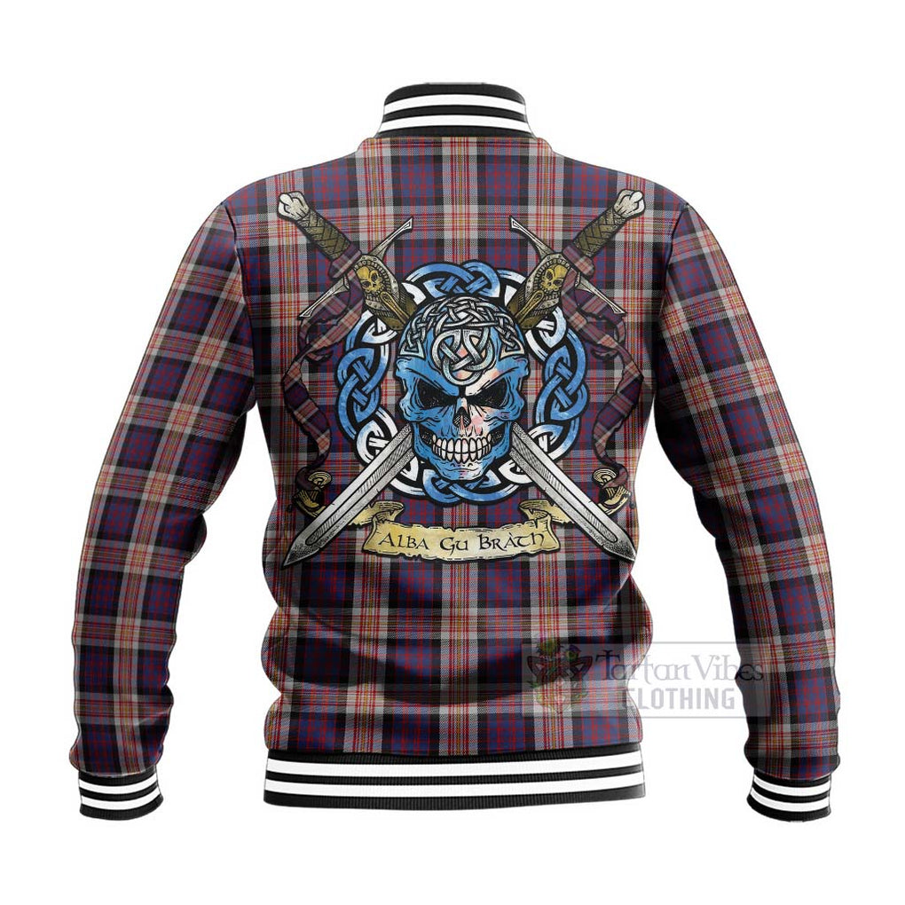 Carnegie Tartan Baseball Jacket with Family Crest Celtic Skull Style - Tartan Vibes Clothing