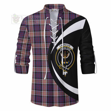 Carnegie Tartan Ghillie Kilt Shirt with Family Crest Circle Style - Tartan Vibes Clothing