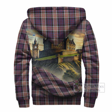 Carnegie Tartan Family Crest Sherpa Hoodie with Scottish Ancient Castle Style - Tartan Vibes Clothing