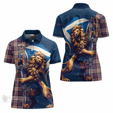 Carnegie Tartan Family Crest Women's Polo Shirt with Scottish Majestic Lion - Tartan Vibes Clothing